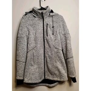 HFX Halifax Womens Medium Jacket Coat Hooded Grey Black Performance Apparel